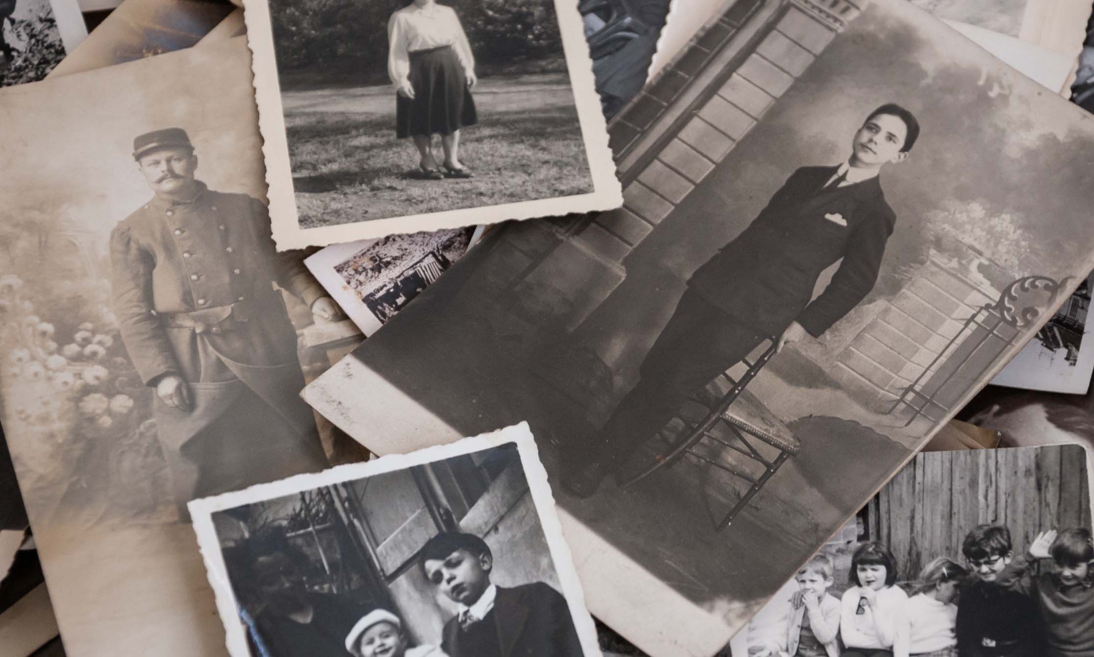 Vintage black-and-white family photographs